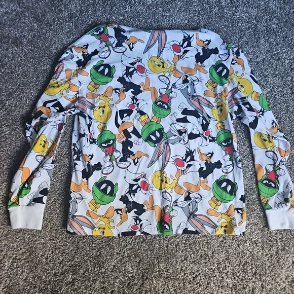Looney Tunes Womens M All Over Print Bugs Tweety White Long Sleeve Stretch Top - Picture 6 of 6